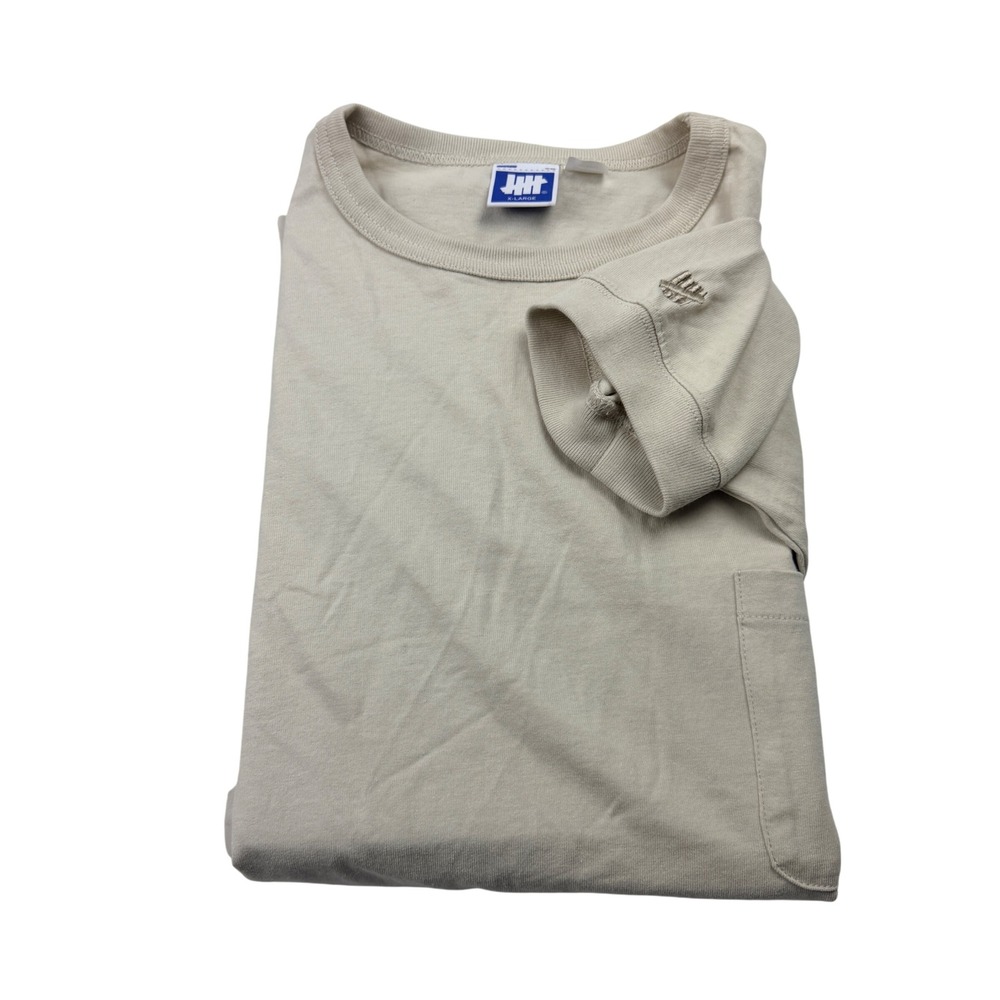 Undefeated Undftd Mens XL Long Sleeve Pocket T-Shirt Beige Cotton Streetwear
